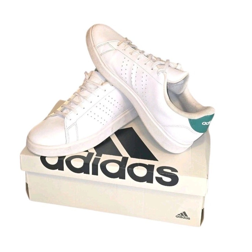 Adidas Advantage 2.0 Mens Casual Athletic Shoes Size 12 White Green Sneakers